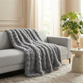 Plaid Fausse Fourrure Luxe Gris Perle – Ultra-Doux & Texturé